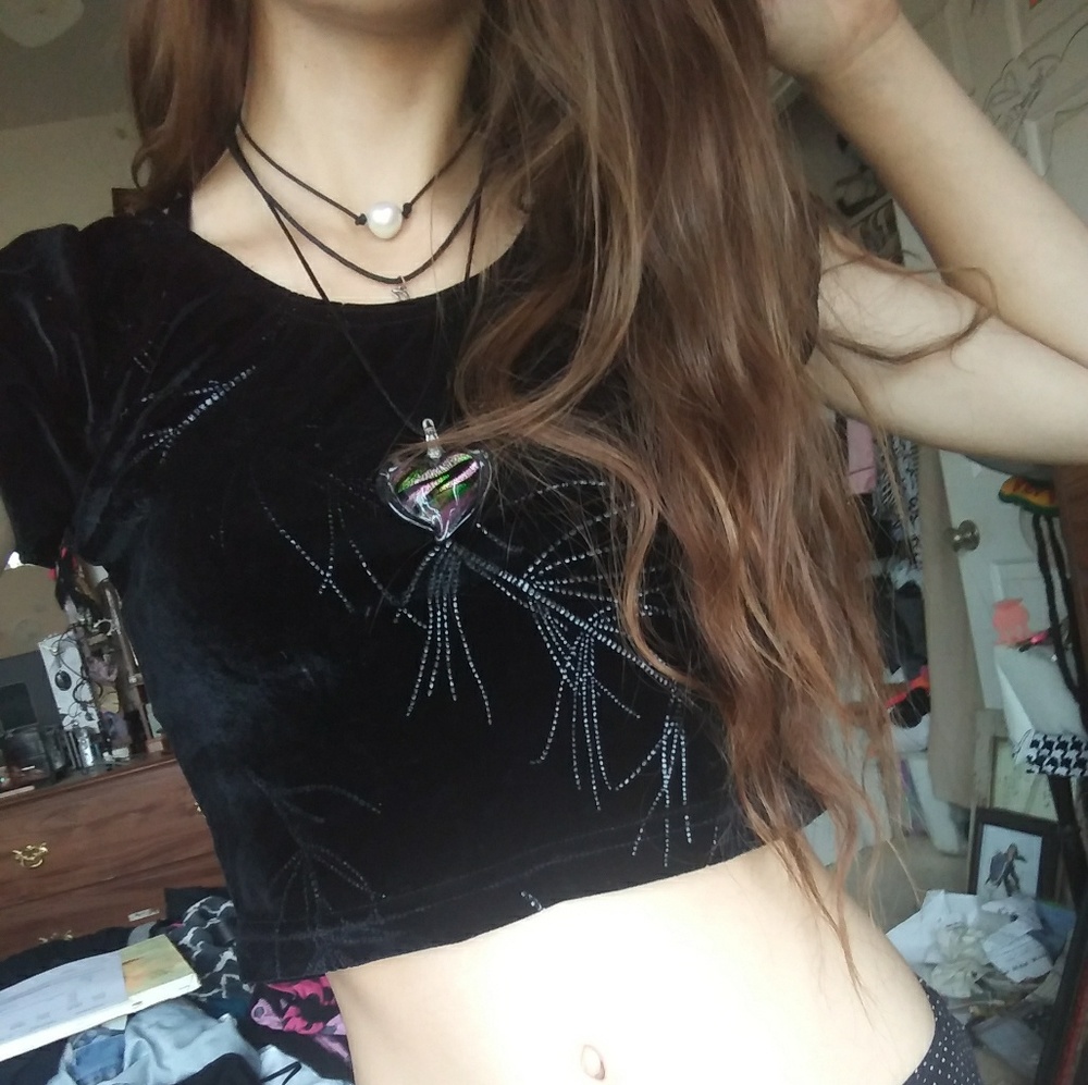 Y2K Velvet Crop Top - Picture 2 of 7